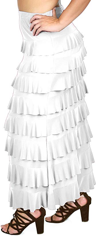 Dare2BStylish Women Waterfall 8 Tiered Boho Layered Maxi Skirt | Reg & Plus Sizes