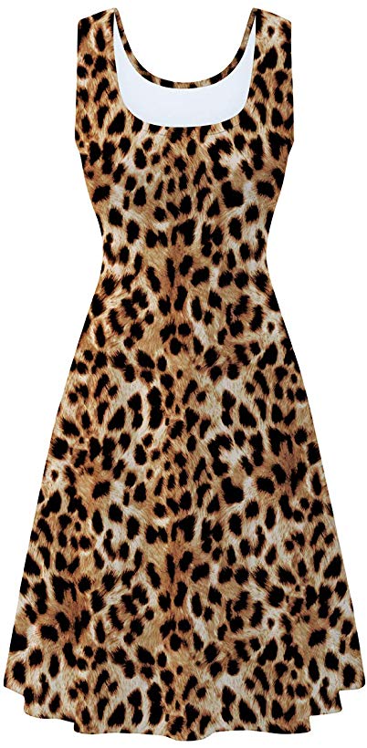 uideazone Women's Sleeveless Scoop Neck Summer Beach Casual Midi A Line Dress