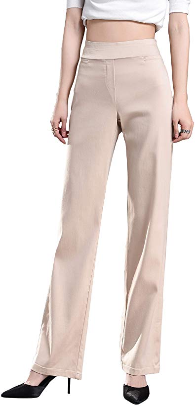 Foucome Dress Pants for Women Bootcut Stretch High Waist Trousers with All Day Comfort Pull On Style