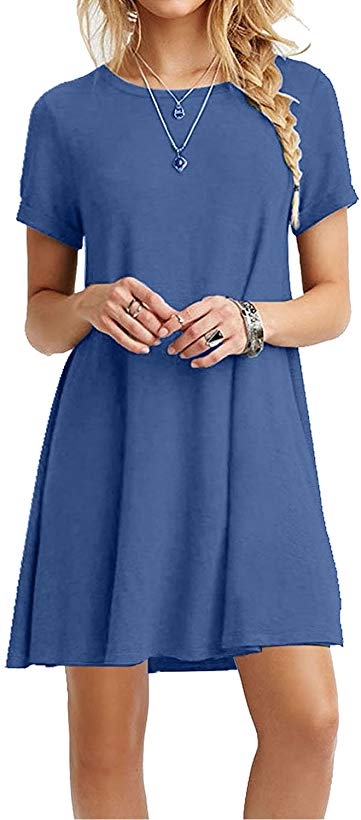 MOLERANI Women's Casual Plain Simple T-Shirt Loose Dress