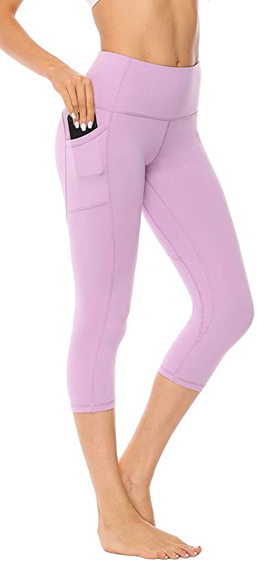 AFITNE Women’s High Waist Yoga Capri Leggings with Side Pockets, Tummy Control Workout Squat-Proof Yoga Pants