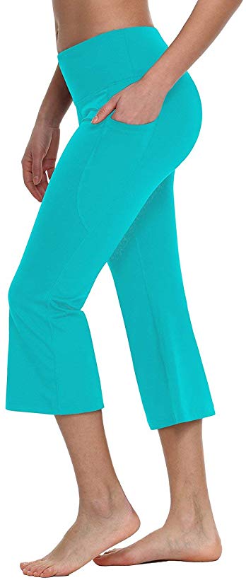 Baleaf Women's Yoga Capri Pants Flare Workout Bootleg Crop Leggings