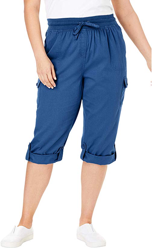 Woman Within Women's Plus Size Petite Convertible Length Cargo Capri Pant