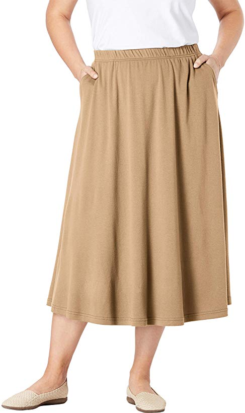 Woman Within Women's Plus Size 7-Day Knit A-Line Skirt