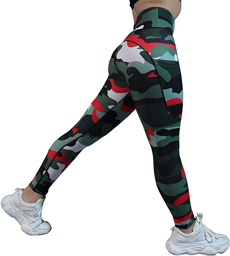 LaGoo High Waisted Leggings with Pockets-Camo Printed Tummy Control Yoga Pants Workout Leggings for Women