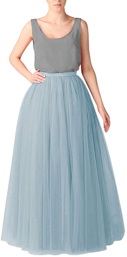 WDPL Women's Long Tutu Tulle Skirt A Line Floor Length Skirts