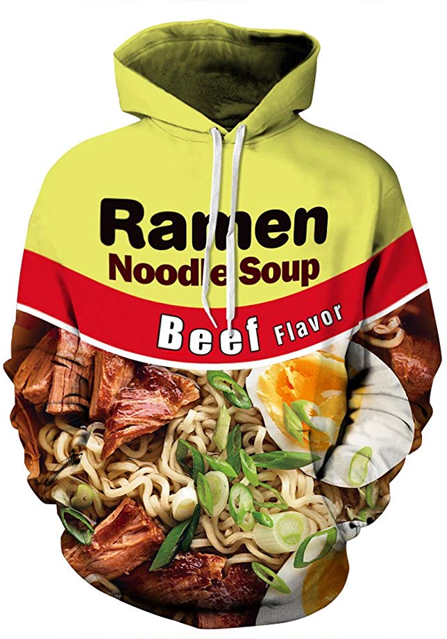 Indrah Womens' Unisex Realistic Big Pockets Drawstring Hoodie Sweatshirt