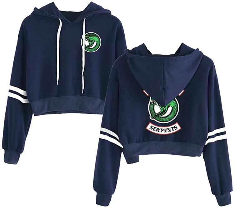 Memoryee Casual Girls Hoodie Riverdale Sport Crop Top Southside Serpents Print Womens Long Sleeve Pullover Sweatshirt Jumper