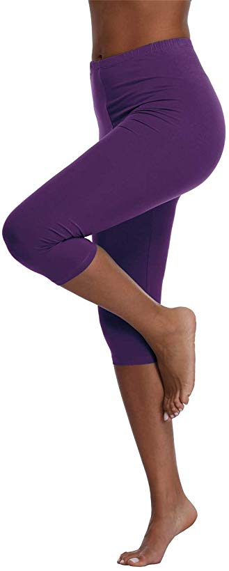 Kotii Women's Lightweight Soft Capri Leggings Crop Leggings 3/4 Stretch Yoga Pants
