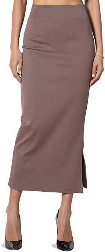 TheMogan S~3XL High Waist Stretch Ponte Knit Mid Calf/Knee Length Pencil Skirt