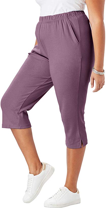 Roamans Women's Plus Size Soft Knit Capri Pant