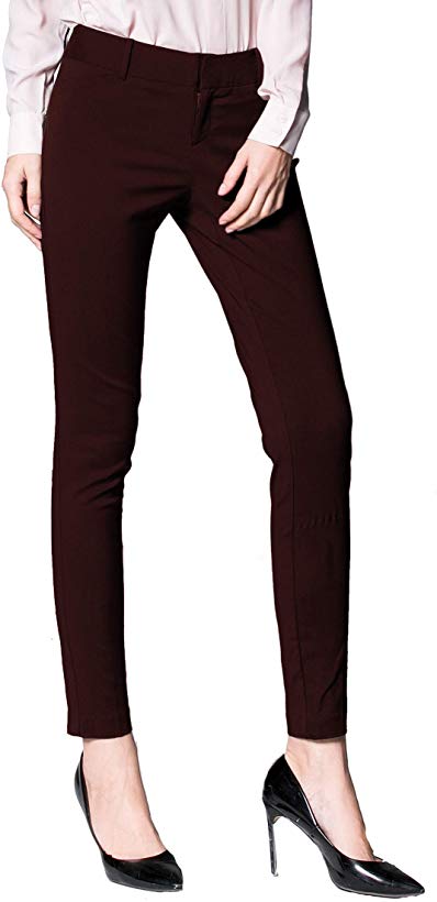SATINATO Women's Straight Pants Stretch Slim Skinny Solid Trousers Casual Business Office