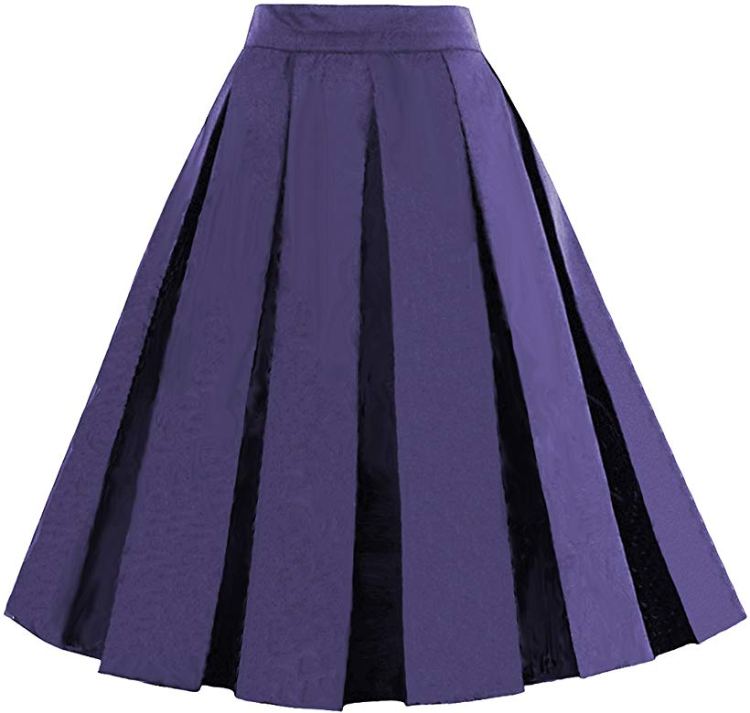 Dressever Women's Vintage A-line Printed Pleated Flared Midi Skirts