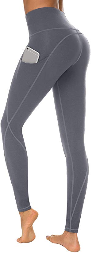 TUNGLUNG High Waist Yoga Pants, Yoga Pants with Pockets Tummy Control Workout Pants 4 Way Stretch Pocket Leggings