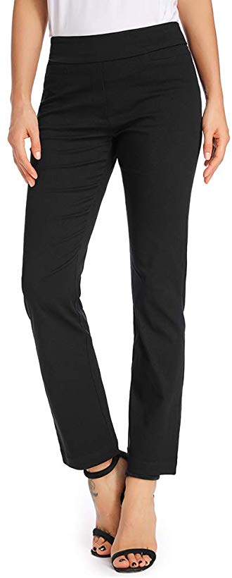 Women's Casual Bootcut Dress Pants Stretch Comfort Fit Pull on Work Trousers with Pockets