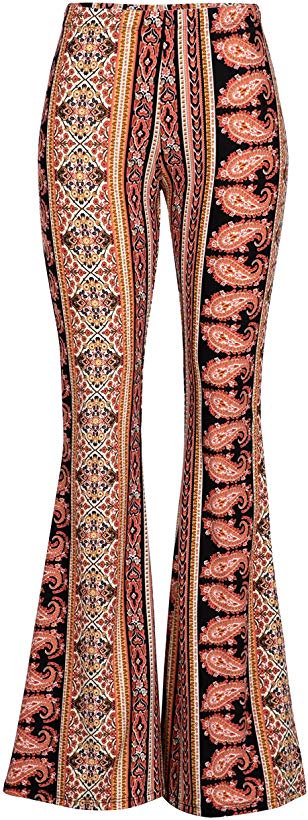 Fashionomics Womens Boho Comfy Stretchy Bell Bottom Flare Pants