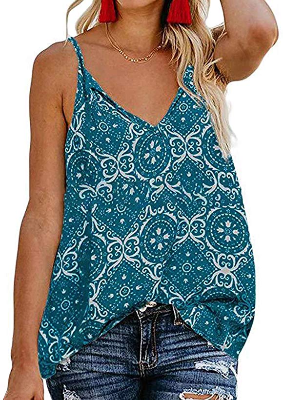 Astylish Women's Summer Sexy V Neck Casual Sleeveless Cami Tank Tops
