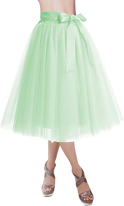 DRESSTELLS Knee Length Tulle Skirt Tutu Skirt Evening Party Gown Prom Formal Skirts
