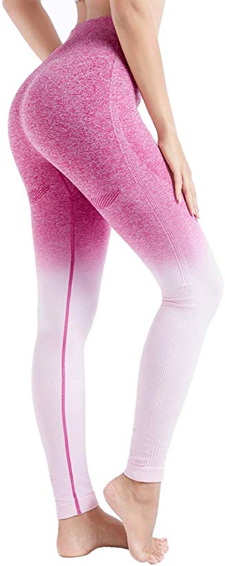 Aoxjox Yoga Pants for Women High Waisted Gym Sport Ombre Seamless Leggings