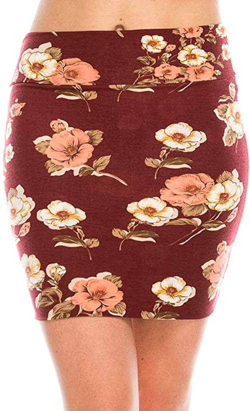 Fashionazzle Women's Casual Stretchy Bodycon Pencil Printed Mini Skirt