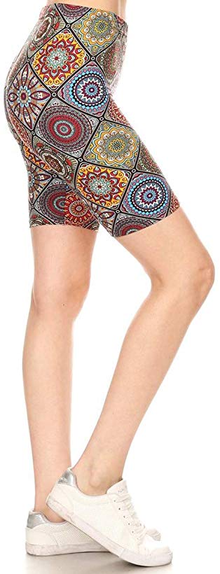 Leggings Depot Women's Ultra Soft Printed Fashion Biker Shorts