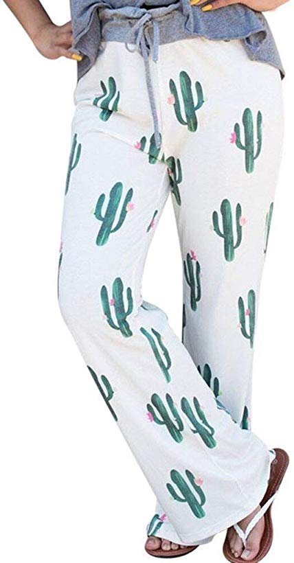 Women Pants Neartime Print Loose Casual Pants American Flag Drawstring Wide Leggings