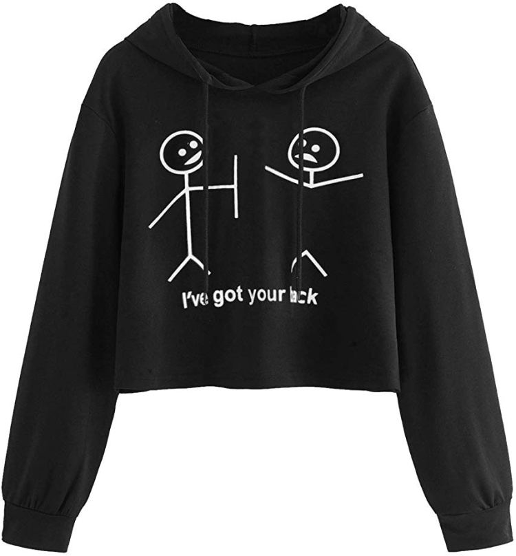 MAKEMECHIC Women's Long Sleeve Letter Print Sweatshirt Crop Top Hoodies