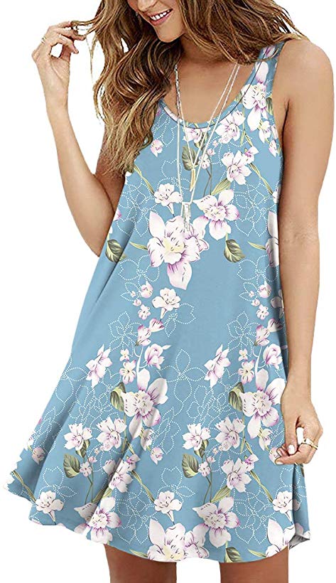 Viishow Women's Summer Sleeveless Casual Swing Simple T-Shirt Loose Dresses